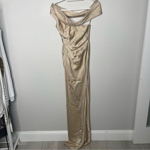Jonathan Simkhai Sahar one-shoulder ruched satin-crepe gown NWT Size 0 - Picture 5 of 10